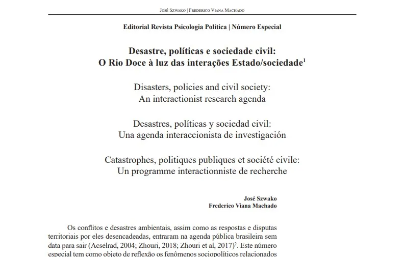 Desastre, políticas e sociedade civil: O Rio Doce à luz das interações Estado/sociedade