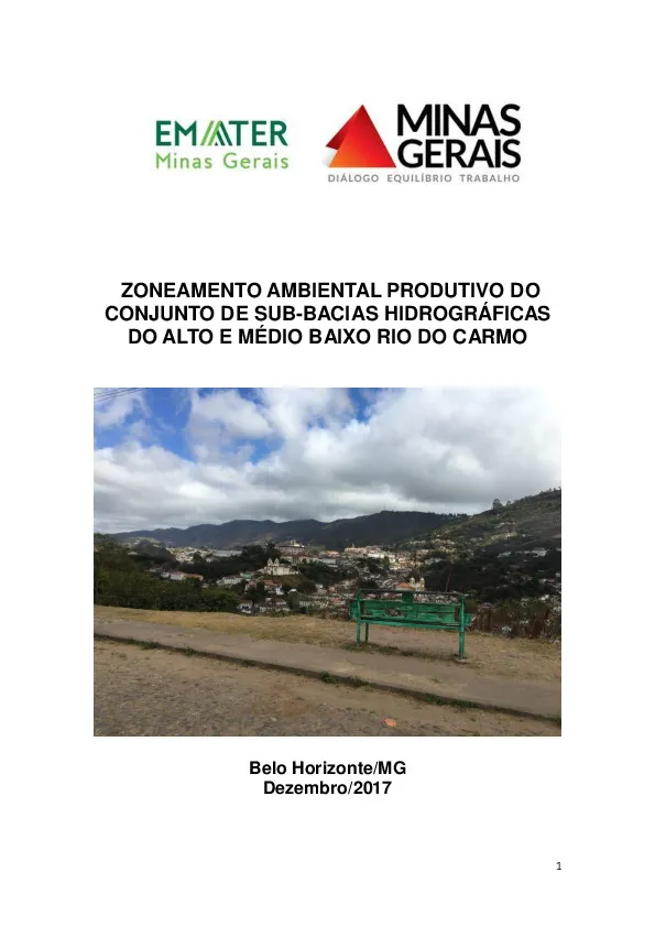Zoneamento ambiental e produtivo do conjunto de sub-bacias hidrográficas do Alto, Médio e Baixo Rio do Carmo – Final