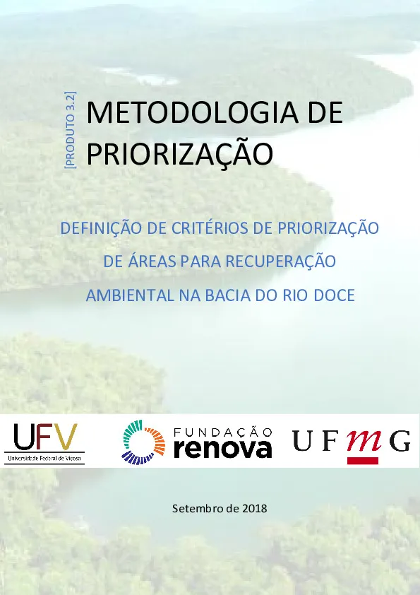 Metodologia de priorização: Definição de critérios de priorização de áreas para recuperação ambiental na bacia do rio doce