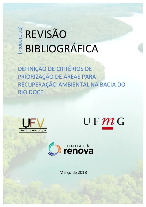 Revisão bibliográfica: definição de critérios de priorização de áreas para recuperação ambiental na bacia do rio doce