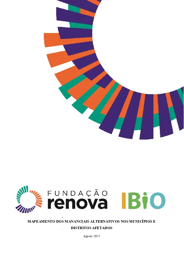 Mapeamento de Mananciais Alternativos nos Municípios e Distritos Afetados