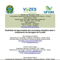 Qualidade da água tratada dos municípios atingidos após o rompimento da barragem de Fundão.