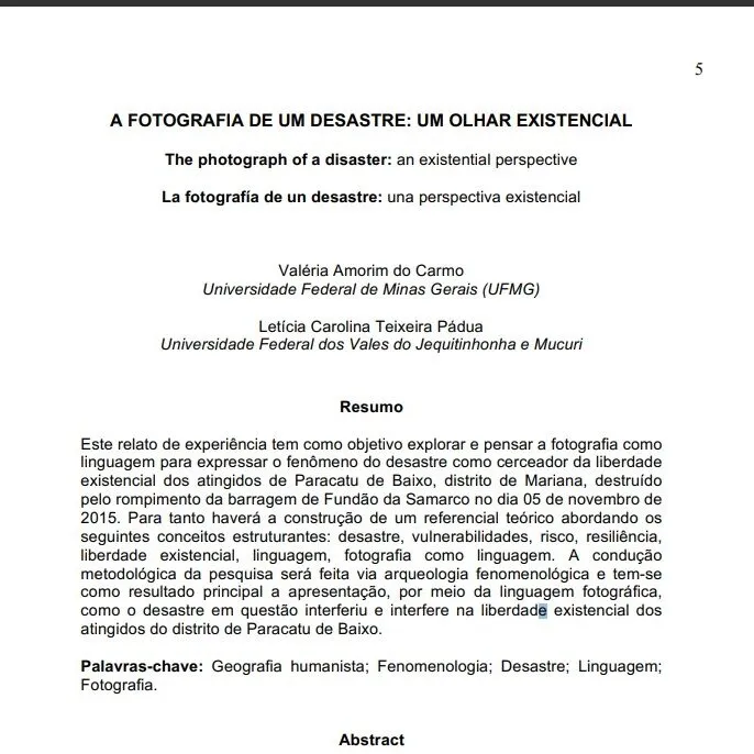 A fotografia de um desastre: um olhar existencial.